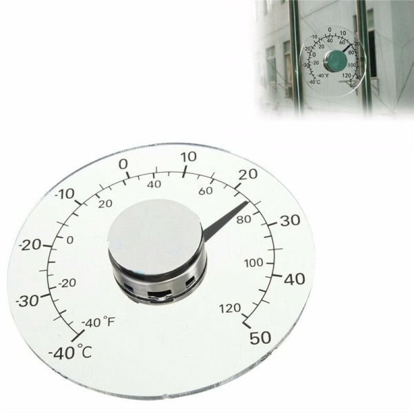 Fönstertermometer för utomhus inomhus, inga batterier krävs, tydlig urtavla, vädertermometer