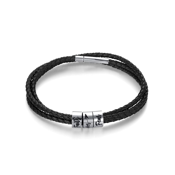 Rostfritt stål herr läder personlighet armband flätat rep pärlat armband present till pojkvän far