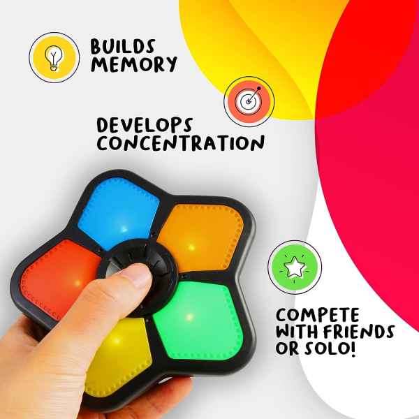 Light Up Memory Game with Sounds - Klassisk handhållen elektronisk 5-sekvens hjärnleksak för pojkar, flickor och vuxna, lätt och bärbar present för barn