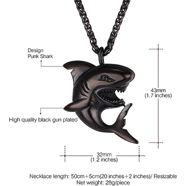Shark Pendel Djursmycken Män Pojkar Halsband med rostfritt Ste