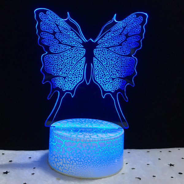 Butterfly Night Light för barn 3D Illusion Night Lamp 16 Color Ch