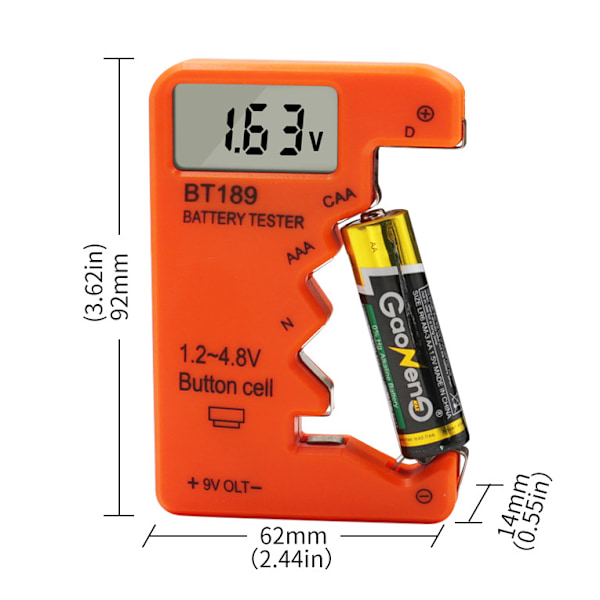 Batteritestare Batterikontroll för AA//C/D-9V/1.5V Batterier