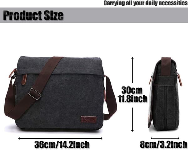 Herre skuldertasker, Canvas Crossbody tasker, 13,3 tommer Laptop tasker, Messenger