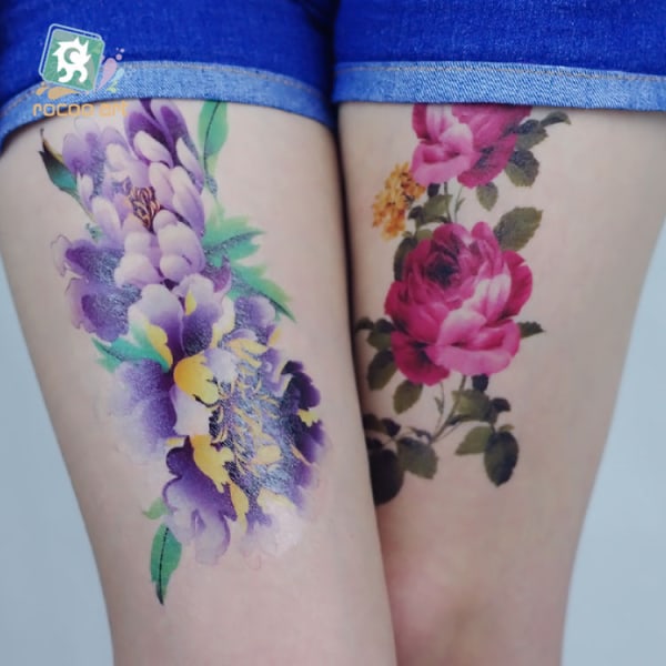 Vattentäta 3d blommiga arm tatueringsdekaler sexig personlighet dam ph