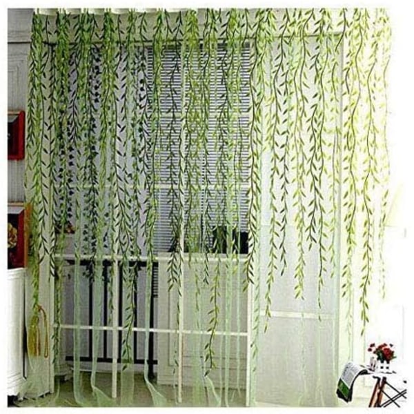 Grön gardin - Wicker tryckt perforerad gardinpanel, 1 panel, 7