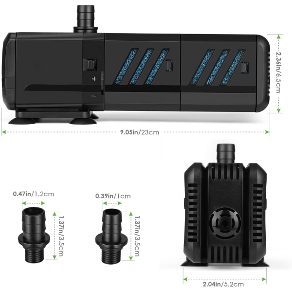 Akvarie nedsänkbar vattenpump 1500L/H 15W pump för fontän Akvarium Damm