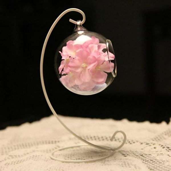 10 st ornament display stativ, järnhängande konsolställ för hängande luftväxtglob glas terrarium vit