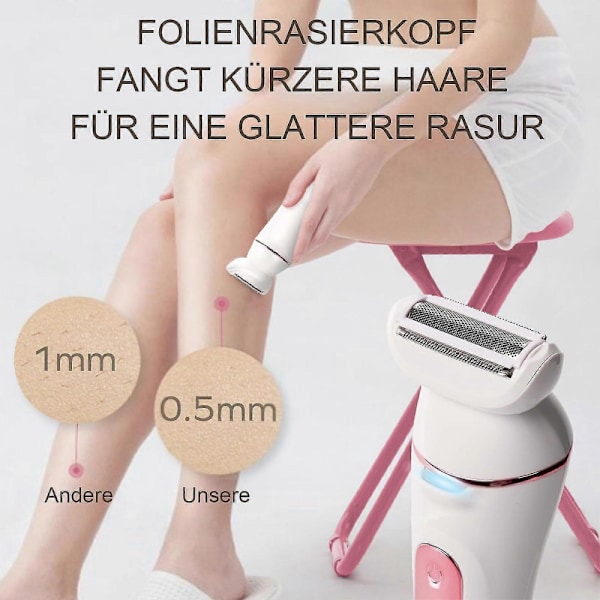 5-i-1 Sladdlös Epilator för Kvinnor, Laddbar Kvinnlig Epilator med Dubbla S