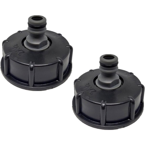 2 st IBC-behållarelock, anslutnings-/nippelplugg, 1/2\" utloppsdiameter, 60 mm inloppsdiameter för IBC-tonventil - Svart