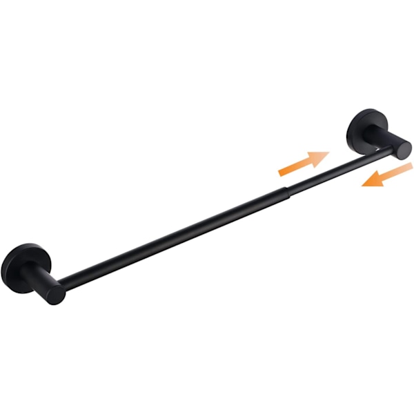 Justerbar handduksstång 39CM till 67CM, väggmonterad badrumshandduksstång, svart