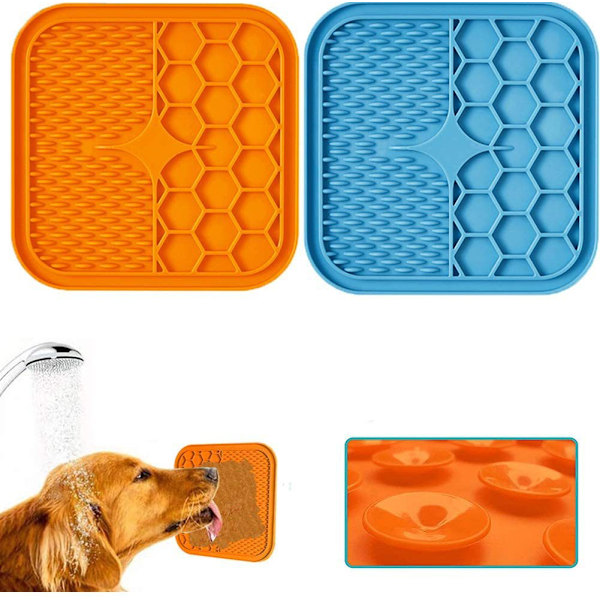 Dog Lick Mat, 2 Pieces Dog Lick Mat with Super Strong Suction with 1 Silico