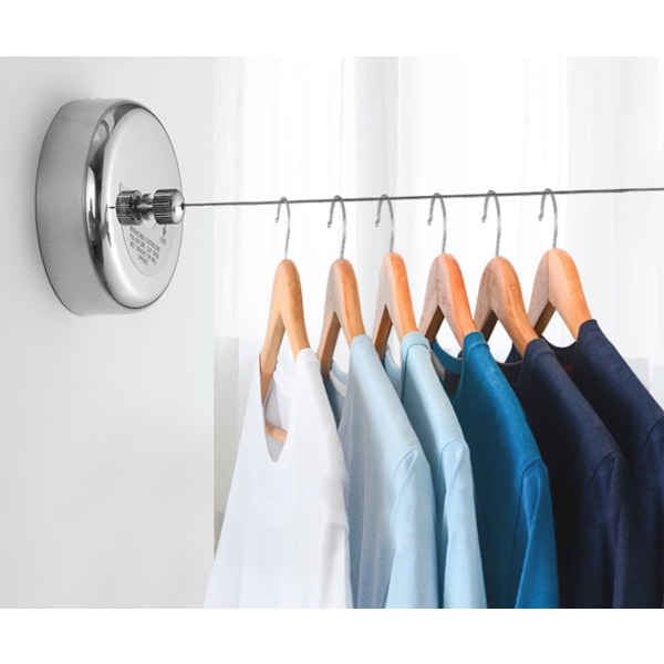 Rostfritt stål Retractable Expandable Klädställ Polerad Krom Klädtorkningsställ Justerbar Rep 2,8m Inomhus Utomhus Balkong