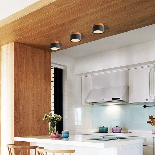 Rund loftspot LED sort varm hvid aluminium loftslampe