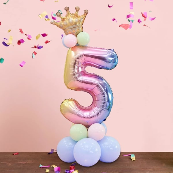 32 tum regnbågsnummer folie ballonger kronballonger bröllopsdekor