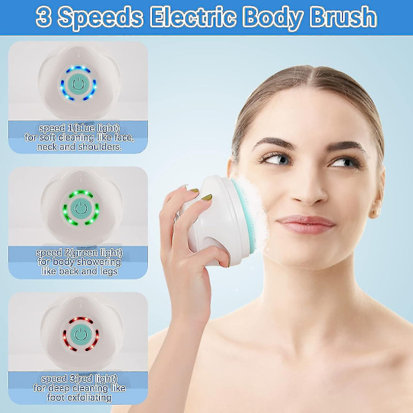 Elektrisk kroppsborste dusch, 5 i 1 massage exfoliering skrubber, mjuk silic