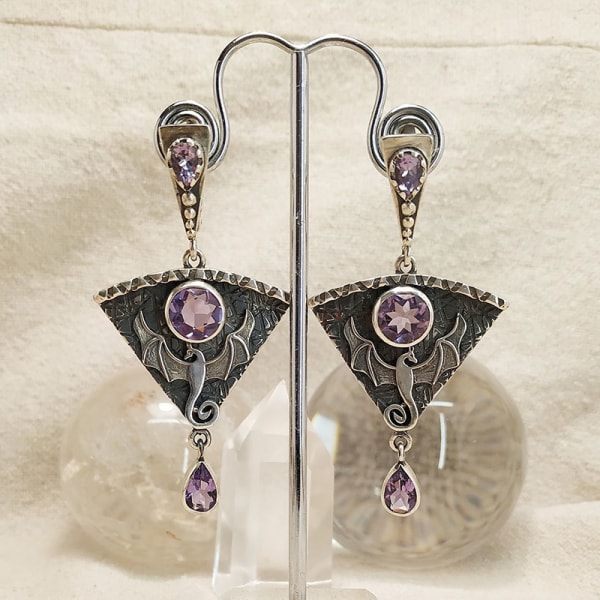 Fashion Silver Ear Hook Gemstone Earrings Women Wedding Drop Dang