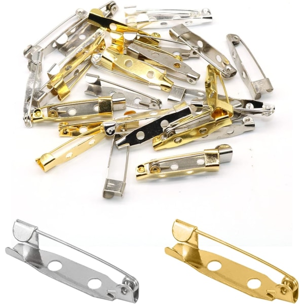 Pins Brosch Nålar, Säkerhetsnålar, Silver Tone Badge Pin, Säkerhetsnålar