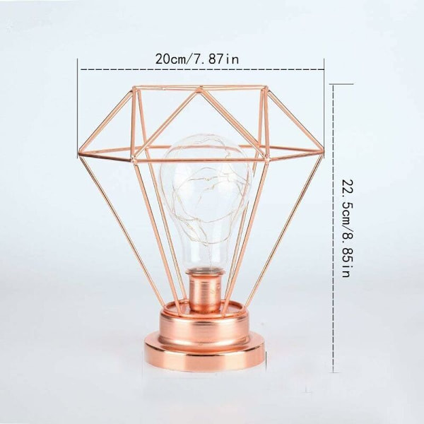 Metallbordslampa Diamantformad Sänglampa Nordisk Batteridriven Opera