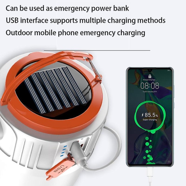 Utomhus solcampinglampor LED fjärrkontroll USB-laddning