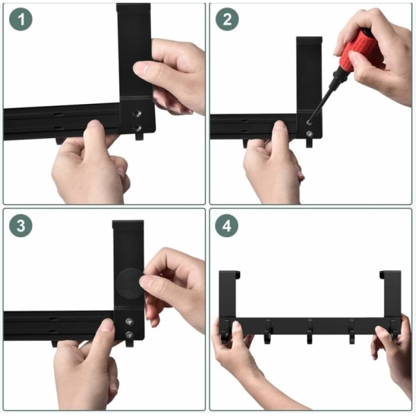 Kåpeholder over døren, svart rustfritt stål kåpeholder, 5 kroker