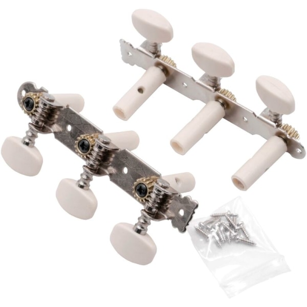 Stämstavar, Stämskruvar 3R3L för Gitarr, Klassisk Gitarr - Borrhål, 10mm, Silver/Elfenben
