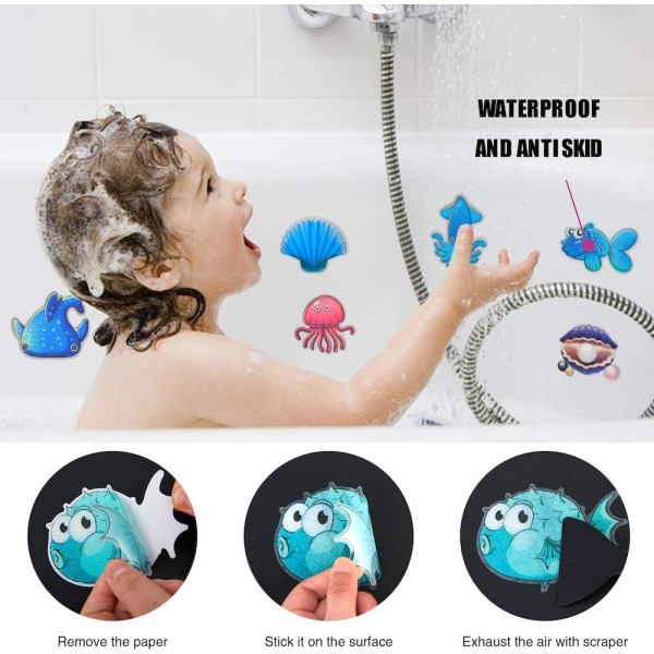 Anti-skli dekaler for badekar, 20 store sjølim Anti-skli-dekaler for barn