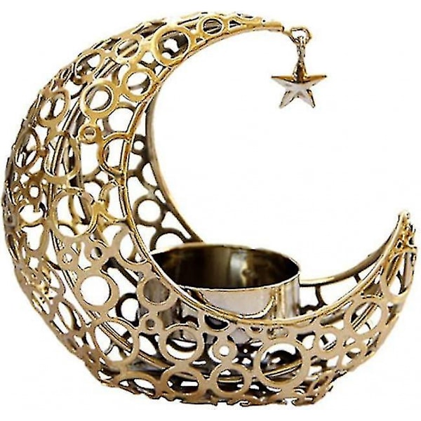 Metallisk Måne Tealight Ljusstake Stativ Dekorativ Tealight Ljusstake T