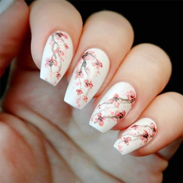 3 Sheets Flowers Nail Stickers Spring Sakura Nail Art Decals Summ