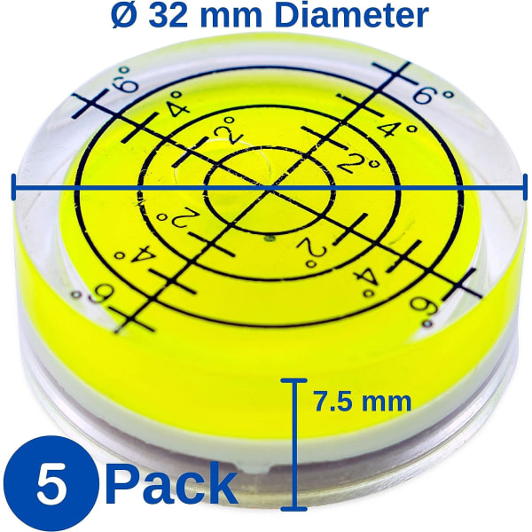 Vattenpass, 5-pack, Ø 32 mm diameter, precisionsvattenpass