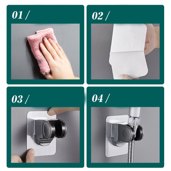 No Drilling Self-adhesive ABS Wall Mounted Shower Holder, Bathroo