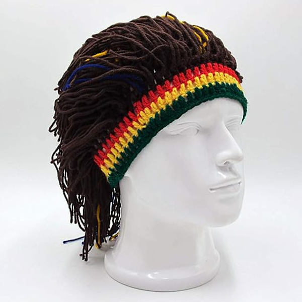 Rolig peruk skägg hatt handgjord mössa Rasta hatt med dreadlocks