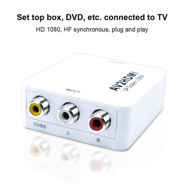 Composite Cvbs Av Till HDMI Video Audio Converter Adapter för kamera