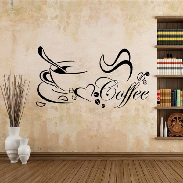 DIY Coffee Cup Heart Beauty Removable Home Kitchen Art Mural Deco