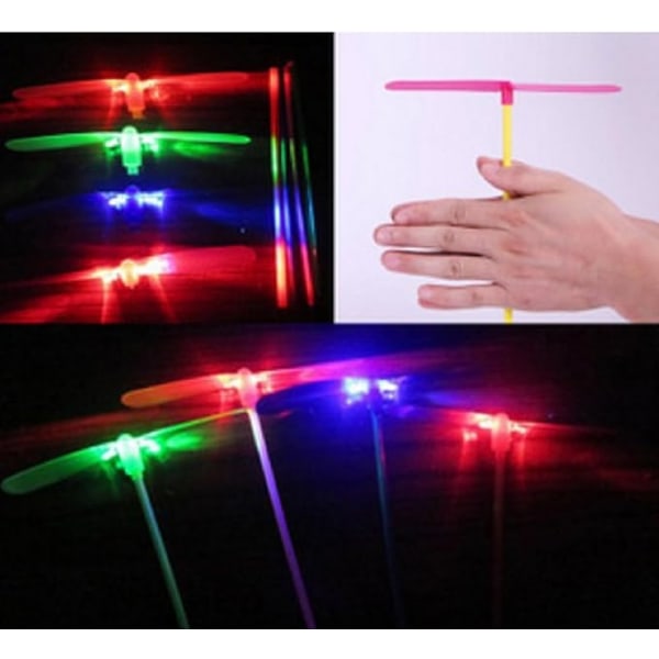 10 st Glödande LED-belysning Bambu-kopter Plast Dragonfly Leksak Present för barn Barndom Souvenir