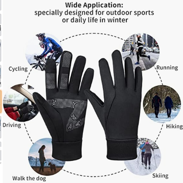 Tynde vinterhandsker til mænd, stænksikre, vindtætte touch screen-handsker, skridsikre, varme sportshandsker til kørsel, MTB, cykling, løb (gul L)