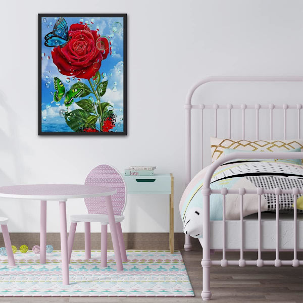 Blomsterdiamantmålning, vuxna barn nybörjare DIY 5D ros diam