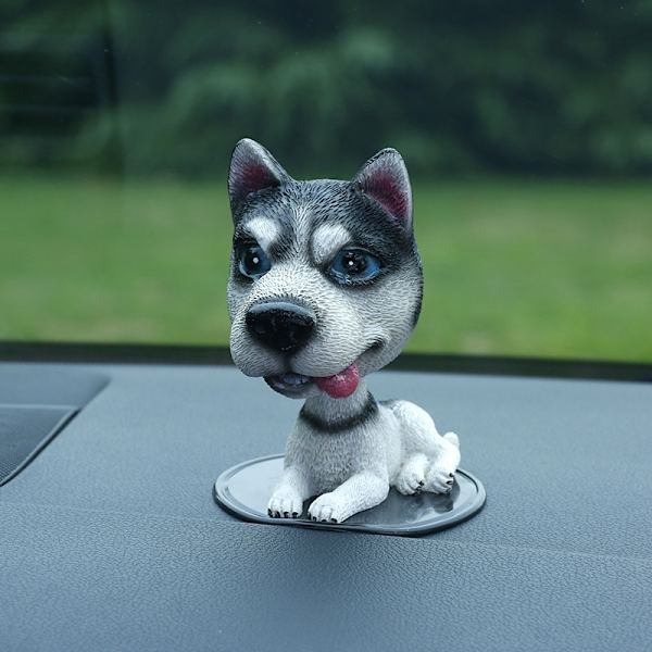 Bobblehead Husky Hund för Bilinstrumentpanel Mini Bobbling Head Leksak Figur