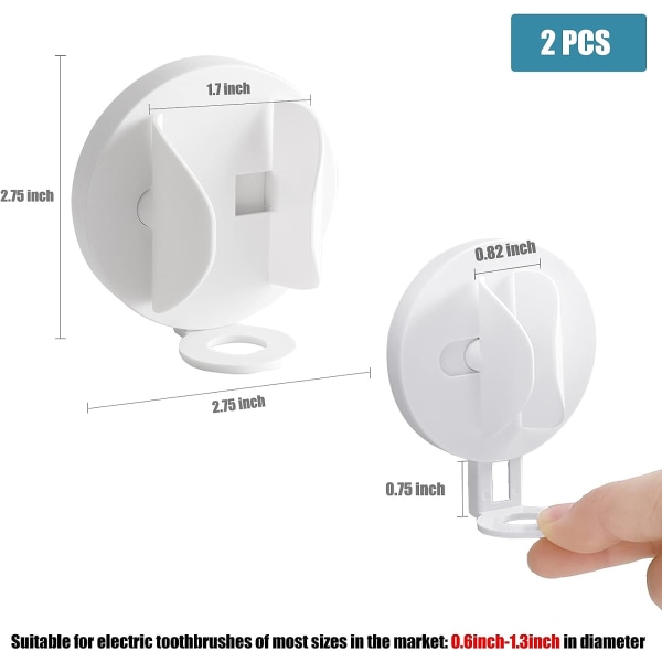 2-pack elektrisk tandborsthållare - automatiskt självhäftande väggmonterad tandborsthållare - universell elektronisk tandborsthållare - för badrum