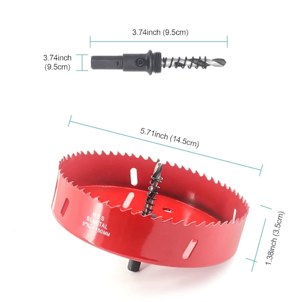 150mm Hålsåg med Centerborr, HSS M42 Bi-metall Kronhylsa för Trä