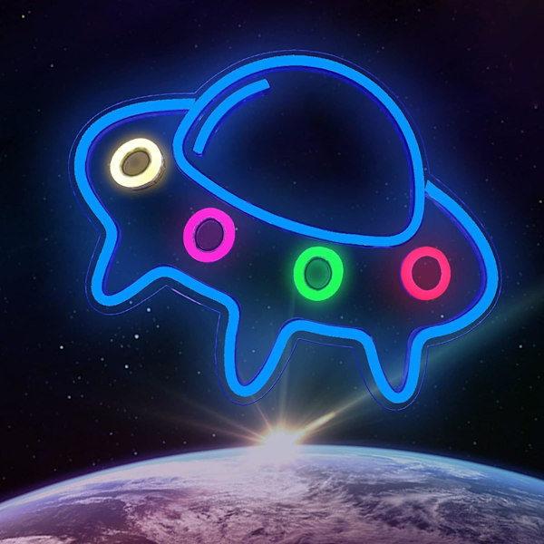 Neonlogotyp, Alien LED-neonväggdekoration USB-strömbrytare 15,7x1