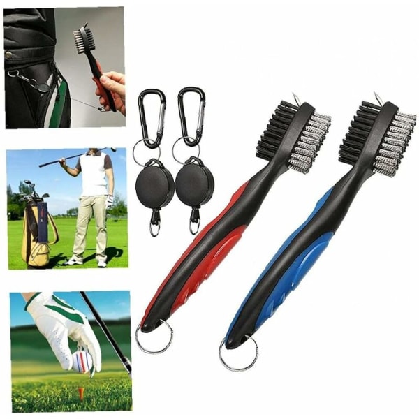 Golfbørste Retractable Groove Cleaner Ergonomisk Dobbeltsidig Desi