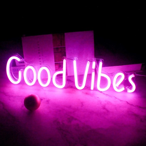 Good Vibes - Good Vibes Rosa Neon Skyltar - För Sovrum, Bar, Pub,
