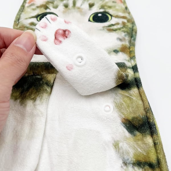 Katteformede absorberende håndklæder, sødt dyrehåndklæde, håndklæder til køkken og badeværelser (Stribet kat)