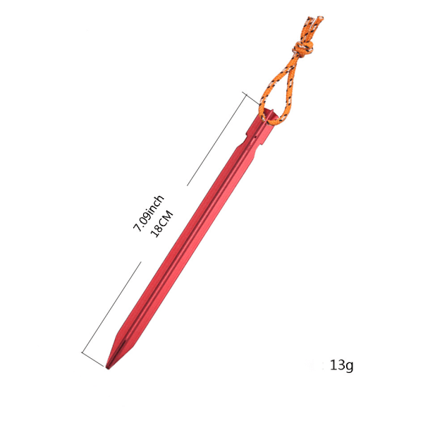 12-pakninger, 18 cm utendørs teltplugger i aluminiumlegering, rød