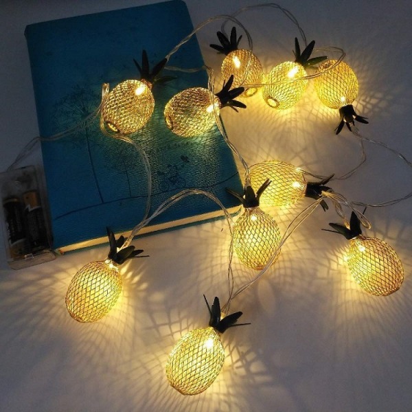 10 LED Pineapple String Lights 10ft, Battery Operated String Ligh