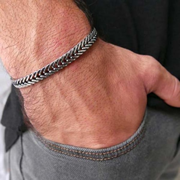 Håndlavet Cuff Chain Armbånd Til Mænd Fremstillet Af Rustfrit Stål - Si