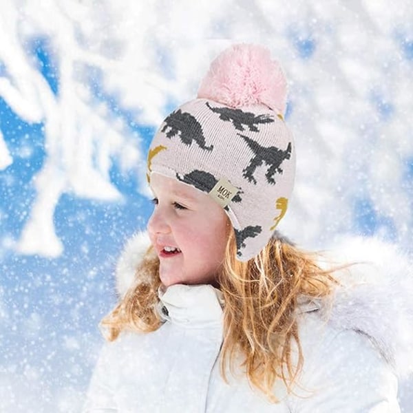 Baby Lasten talvihattu pojille tytöille lämmin Neulottu hattu, jossa hupullinen S