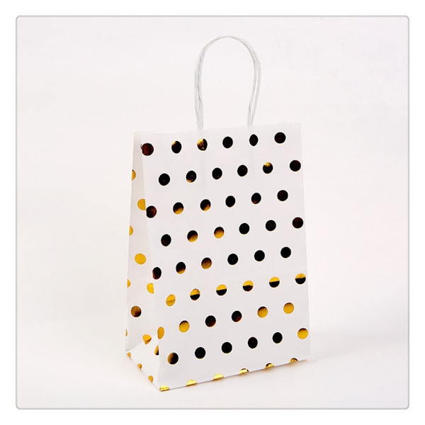 20pcs Bronzing Polka Dots Pattern Kraft Paper Bag Recyclable Gift Bags with