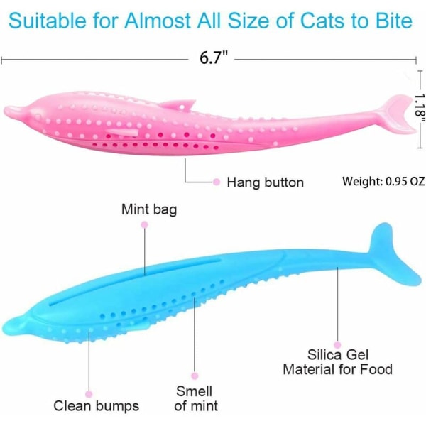 Fiskleksak för katt, 3 delar katttandleksak, silikon Molar tugga till