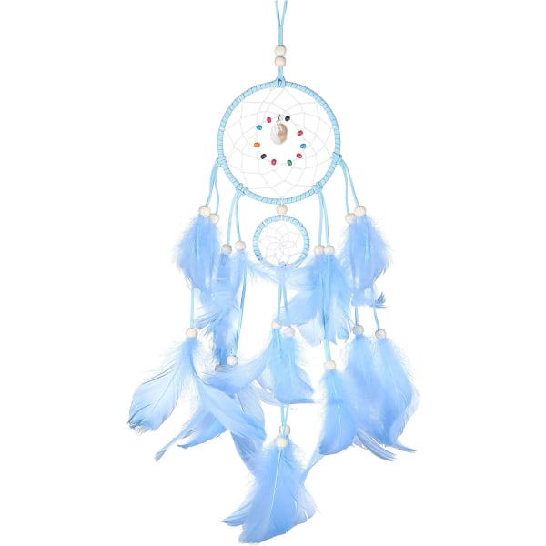 Fjærdreamcatcher Shell Dreamcatcher Nyhet Ornamenter Fargerike Perler Dekorasjon Bil Hjem Håndlaget Blå